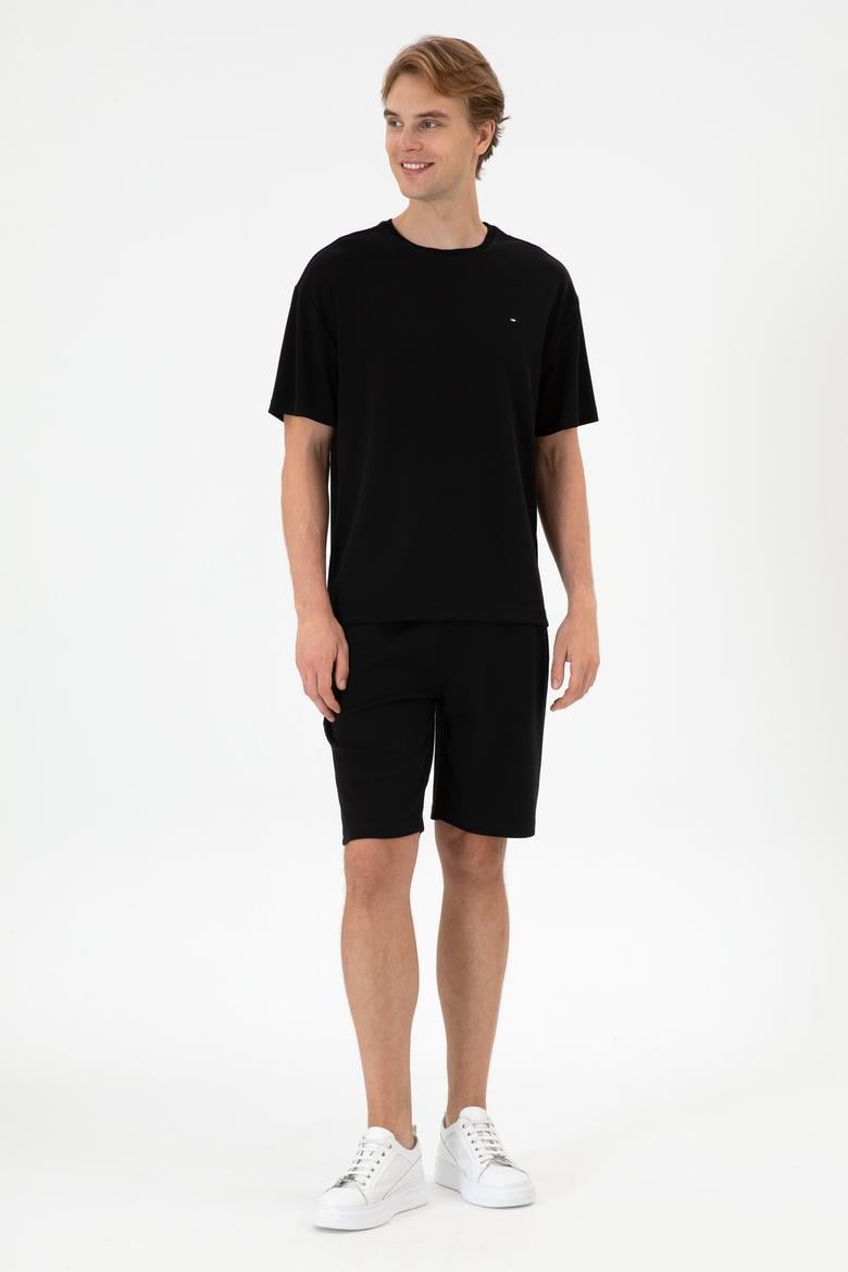 Erkek Comfort Fit Bisiklet Yaka Siyah Tişört - 50307322050