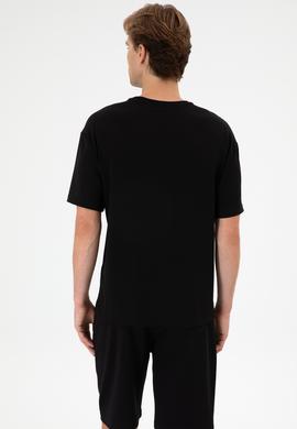 Erkek Comfort Fit Bisiklet Yaka Siyah Tişört - 50307322050