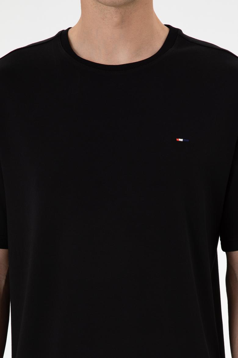 Erkek Comfort Fit Bisiklet Yaka Siyah Tişört - 50307322050