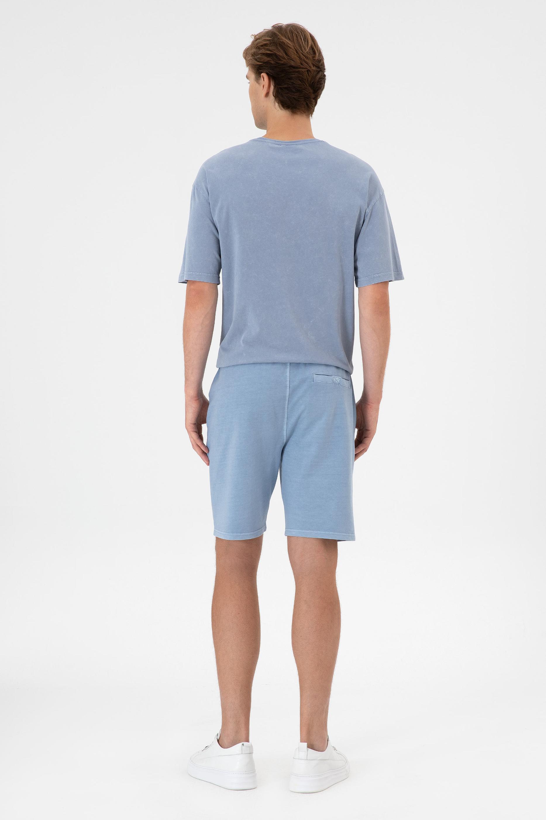 Erkek Mavi Örme Şort