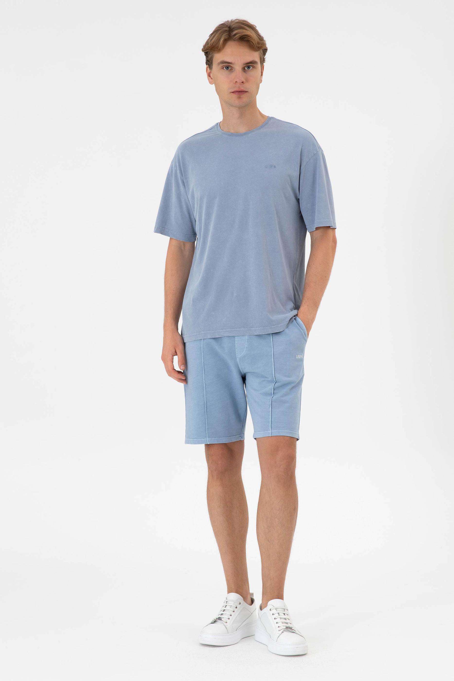 Erkek Mavi Örme Şort