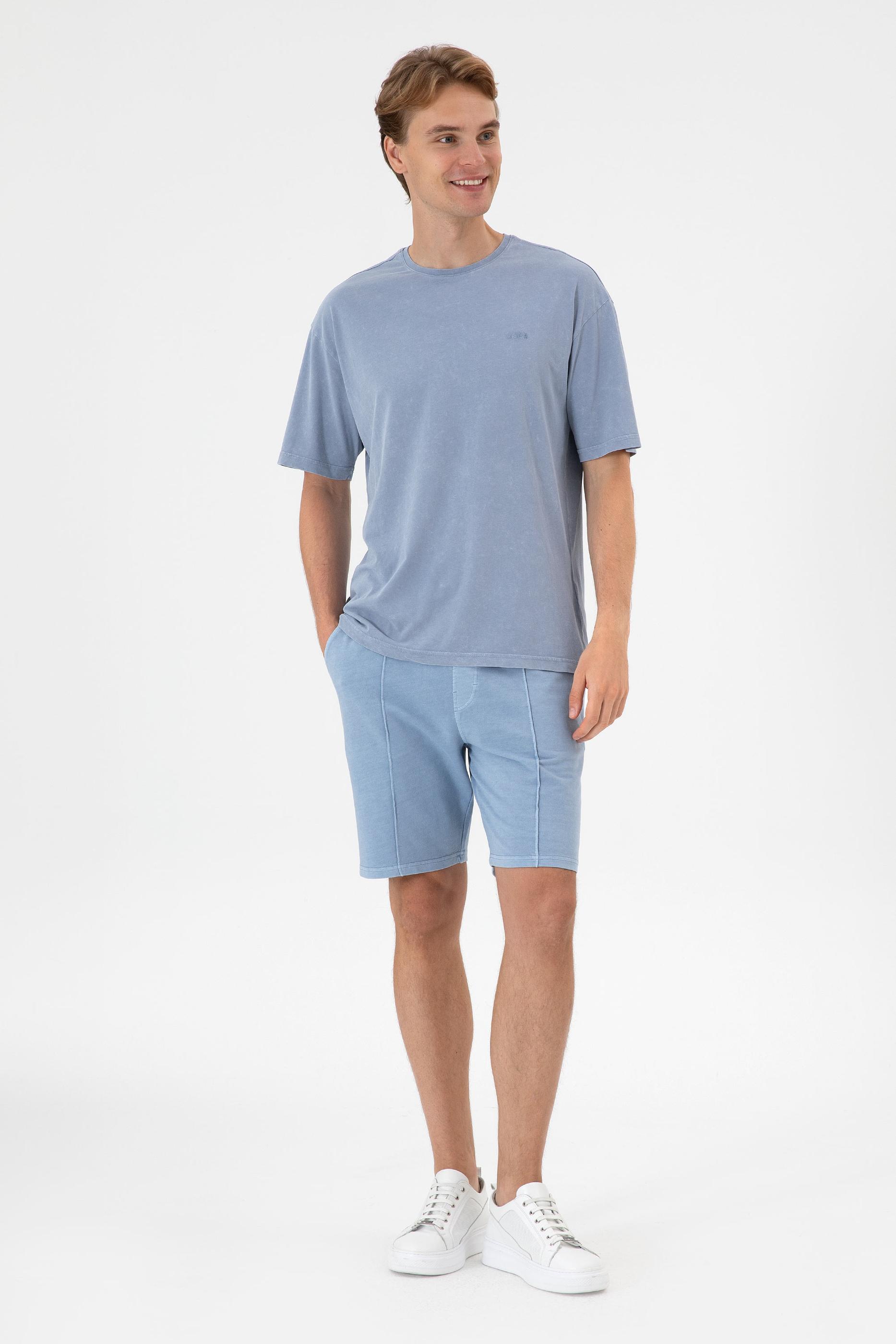 Erkek Mavi Örme Şort