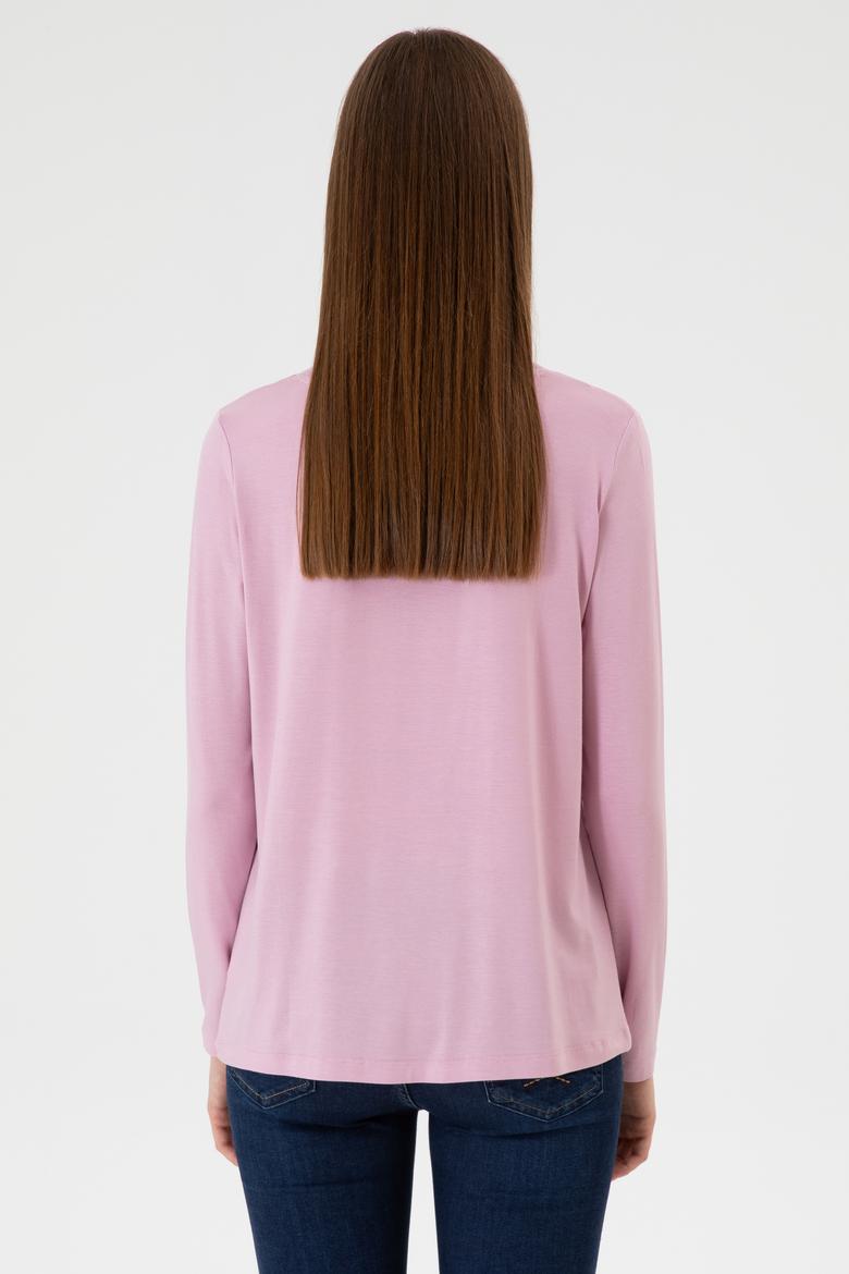 Kadın Açık Manolya V Yaka Sweatshirt - 50256286045