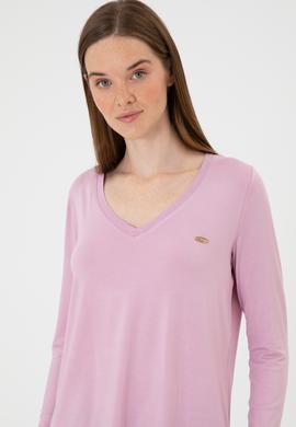 Kadın Açık Manolya V Yaka Sweatshirt - 50256286045