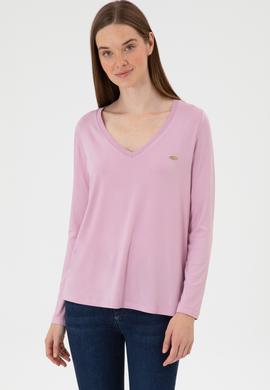 Kadın Açık Manolya V Yaka Sweatshirt - 50256286045