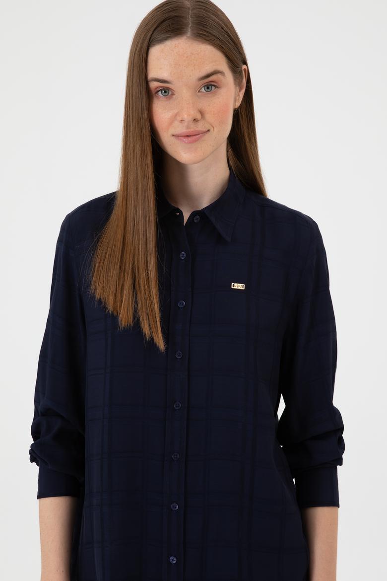 Kadın Lacivert Uzun Kollu Gömlek - 50309032021