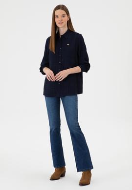 Kadın Lacivert Uzun Kollu Gömlek - 50309032021
