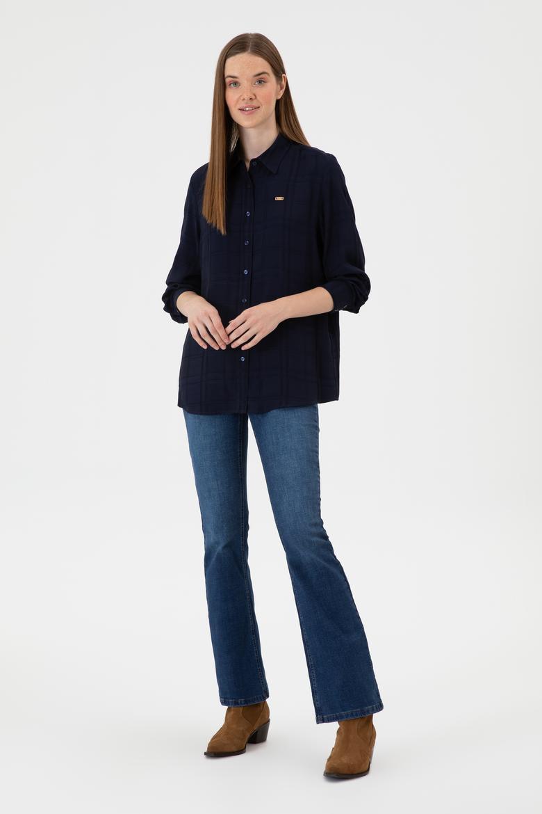 Kadın Lacivert Uzun Kollu Gömlek - 50309032021