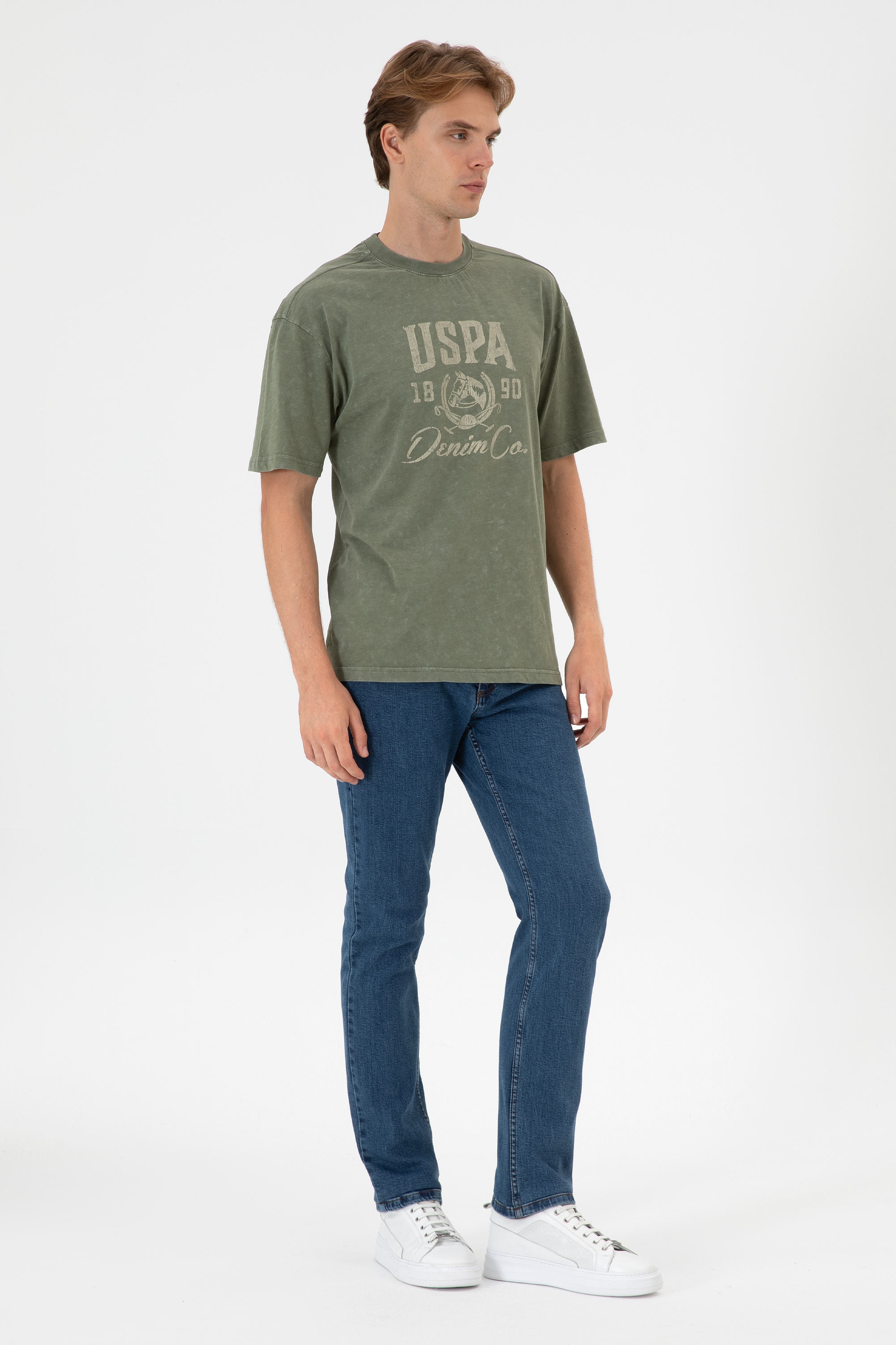 Erkek Comfort Fit Bisiklet Yaka Vizon Tişört - Image 4
