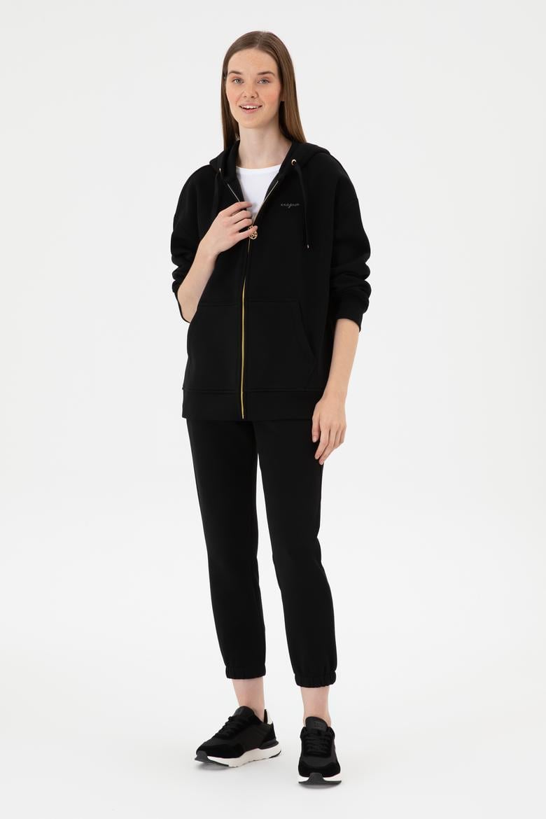 Kadın Siyah Şardonlu Jogger Eşofman Altı