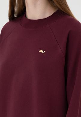 Kadın Bordo Regular Bisiklet Yaka Basic Sweatshırt - 50313610053