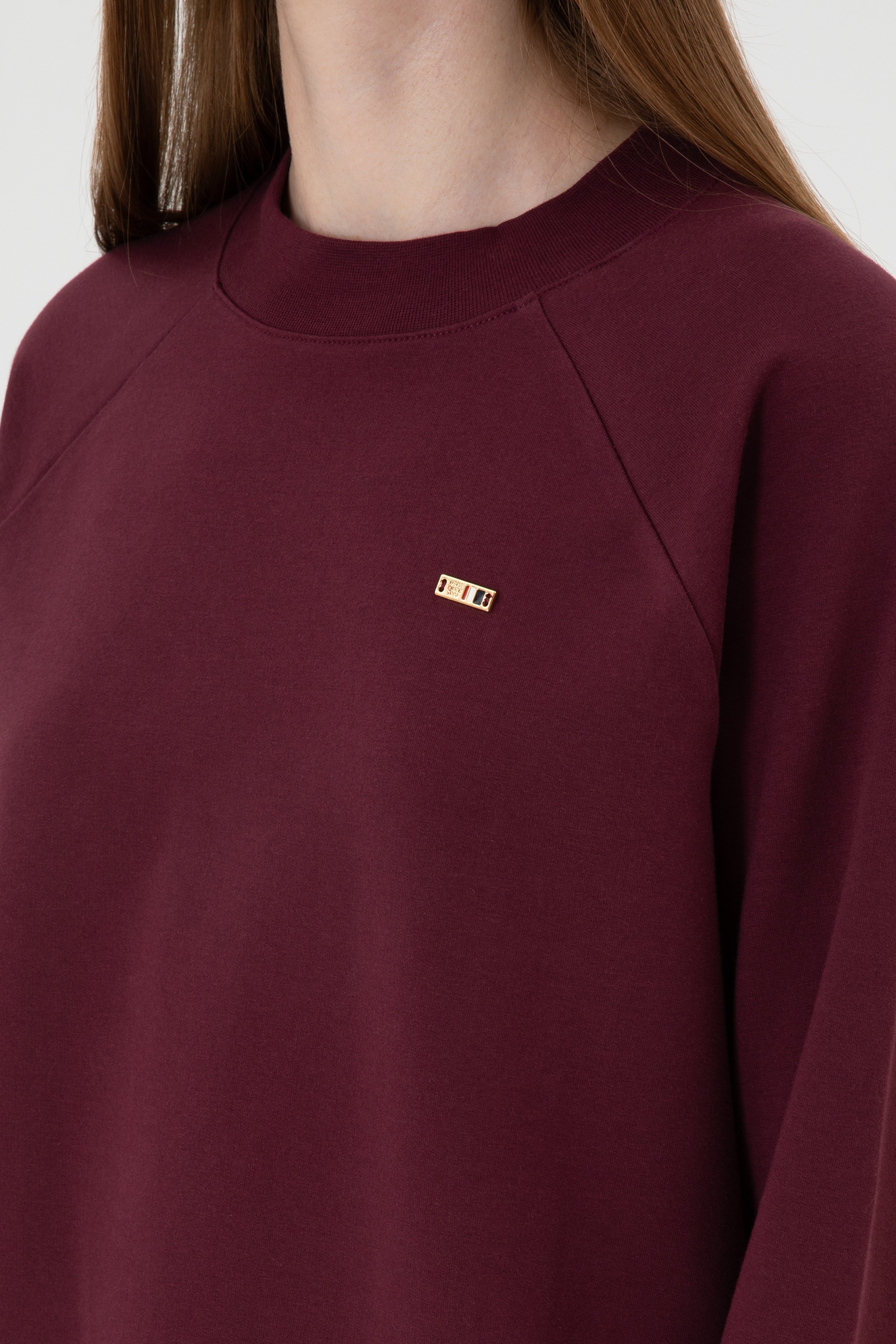 Kadın Bordo Regular Bisiklet Yaka Basic Sweatshırt - Image 7
