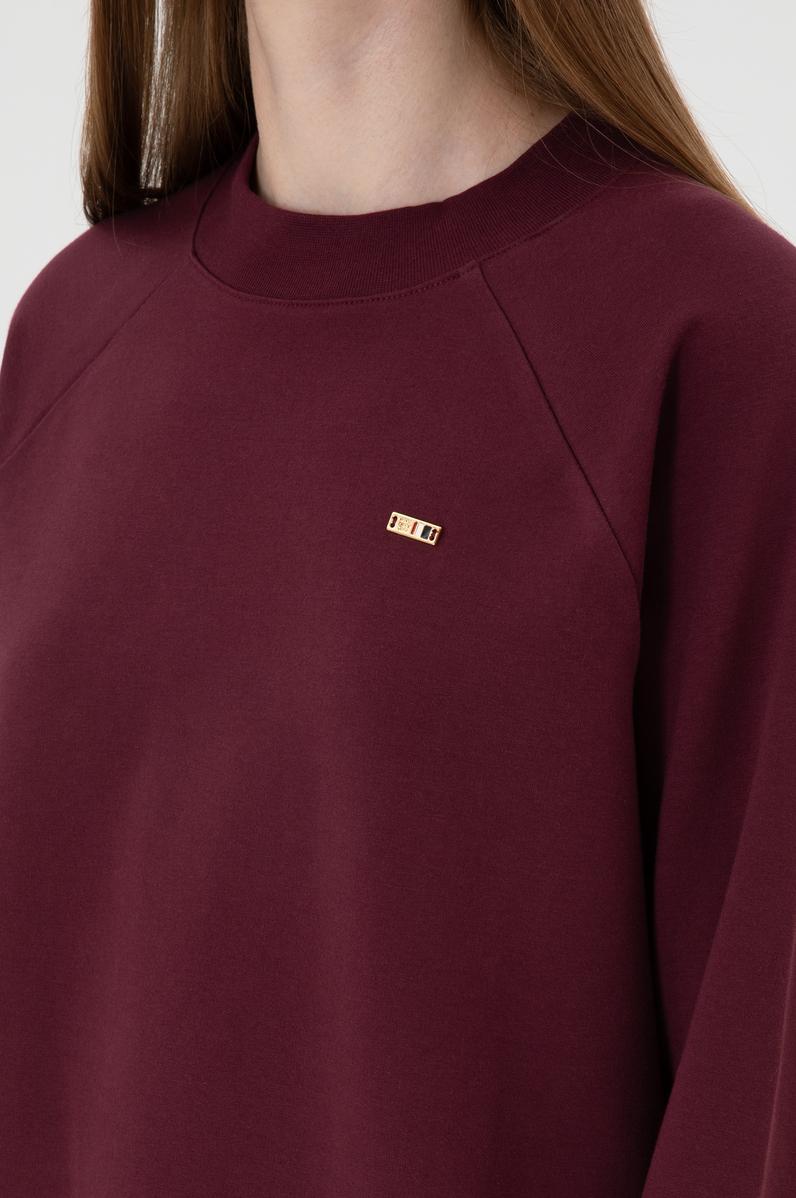 Kadın Bordo Regular Bisiklet Yaka Basic Sweatshırt