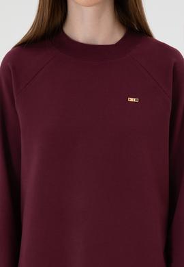 Kadın Bordo Regular Bisiklet Yaka Basic Sweatshırt - 50313610053