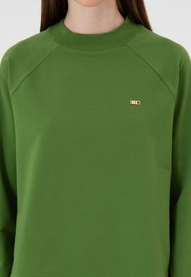 Kadın Yeşil Regular Bisiklet Yaka Basic Sweatshırt - 50313610047
