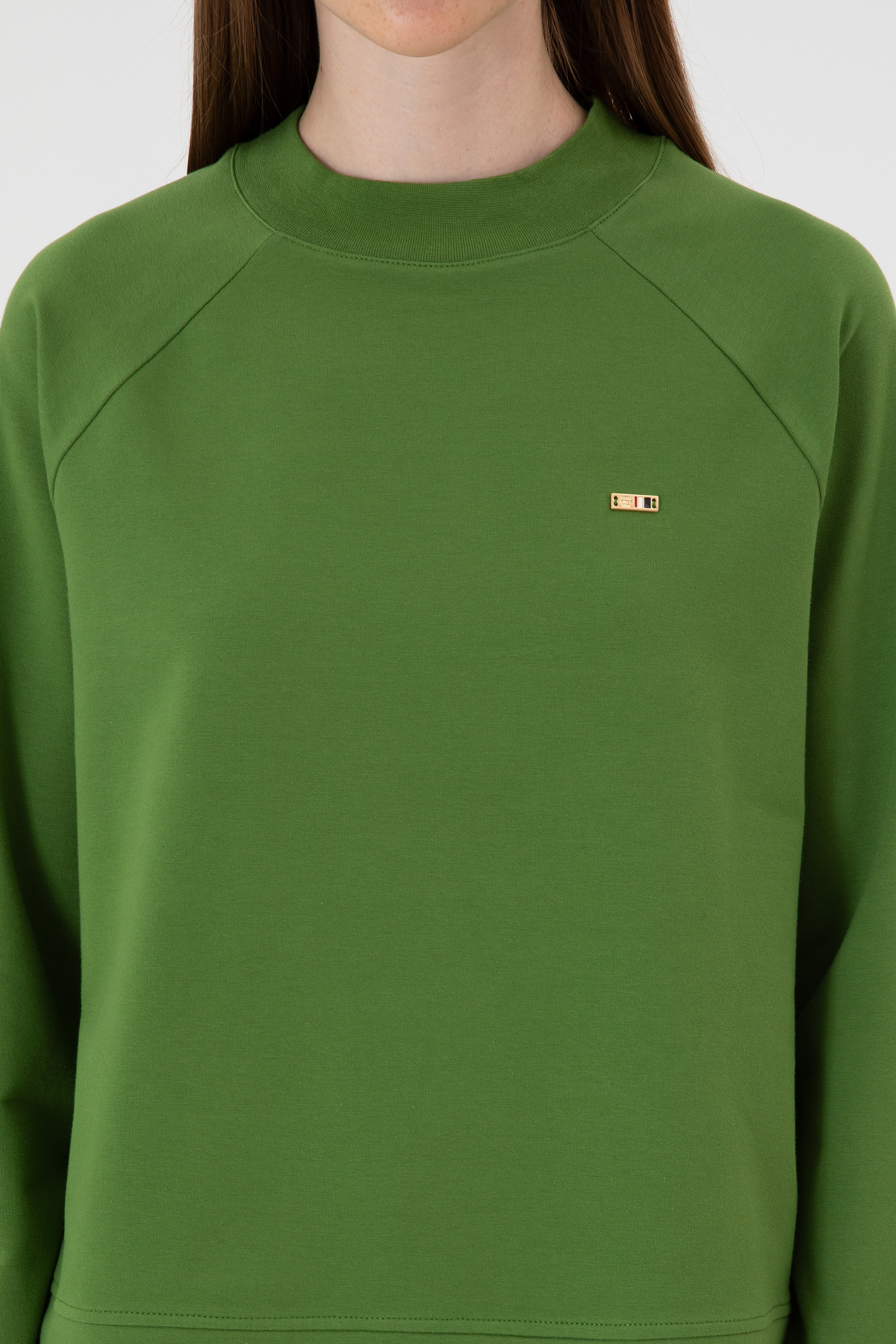 Kadın Yeşil Regular Bisiklet Yaka Basic Sweatshırt - Image 6