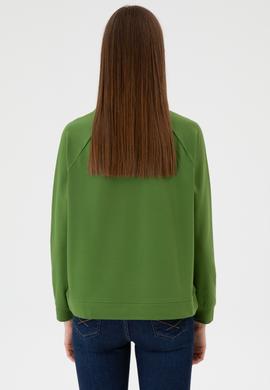 Kadın Yeşil Regular Bisiklet Yaka Basic Sweatshırt - 50313610047