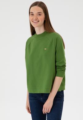 Kadın Yeşil Regular Bisiklet Yaka Basic Sweatshırt - 50313610047