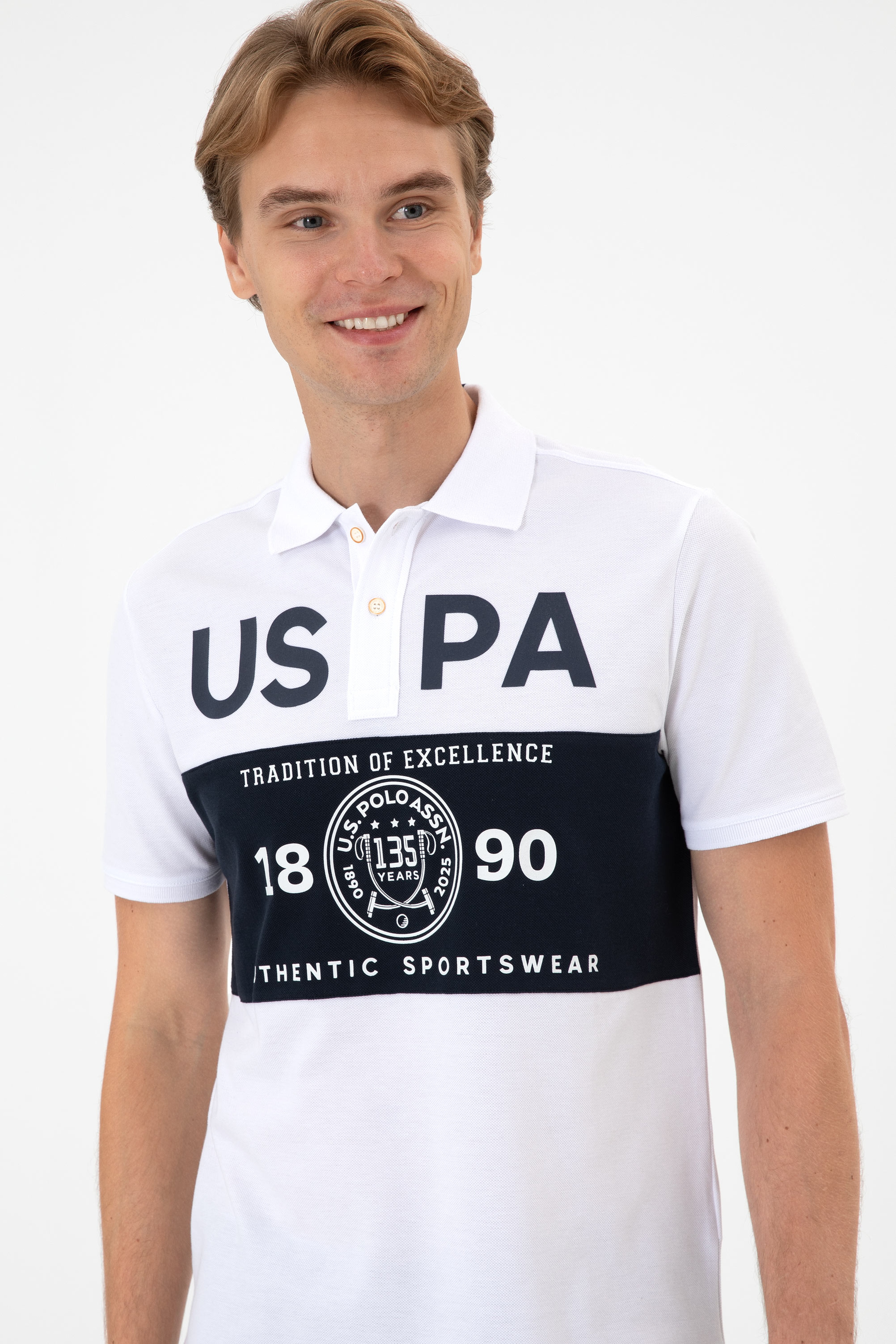 Erkek Regular Fit Polo Yaka Beyaz Tişört - Image 2