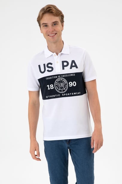 Erkek Regular Fit Polo Yaka Beyaz Tişört