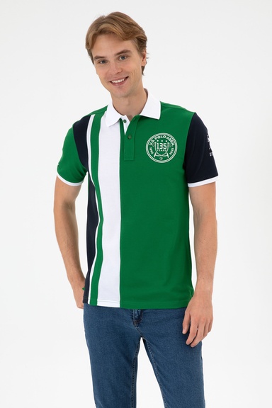 Erkek Regular Fit Polo Yaka Yeşil Tişört