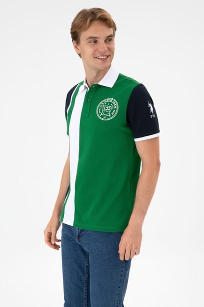 Erkek Regular Fit Polo Yaka Yeşil Tişört