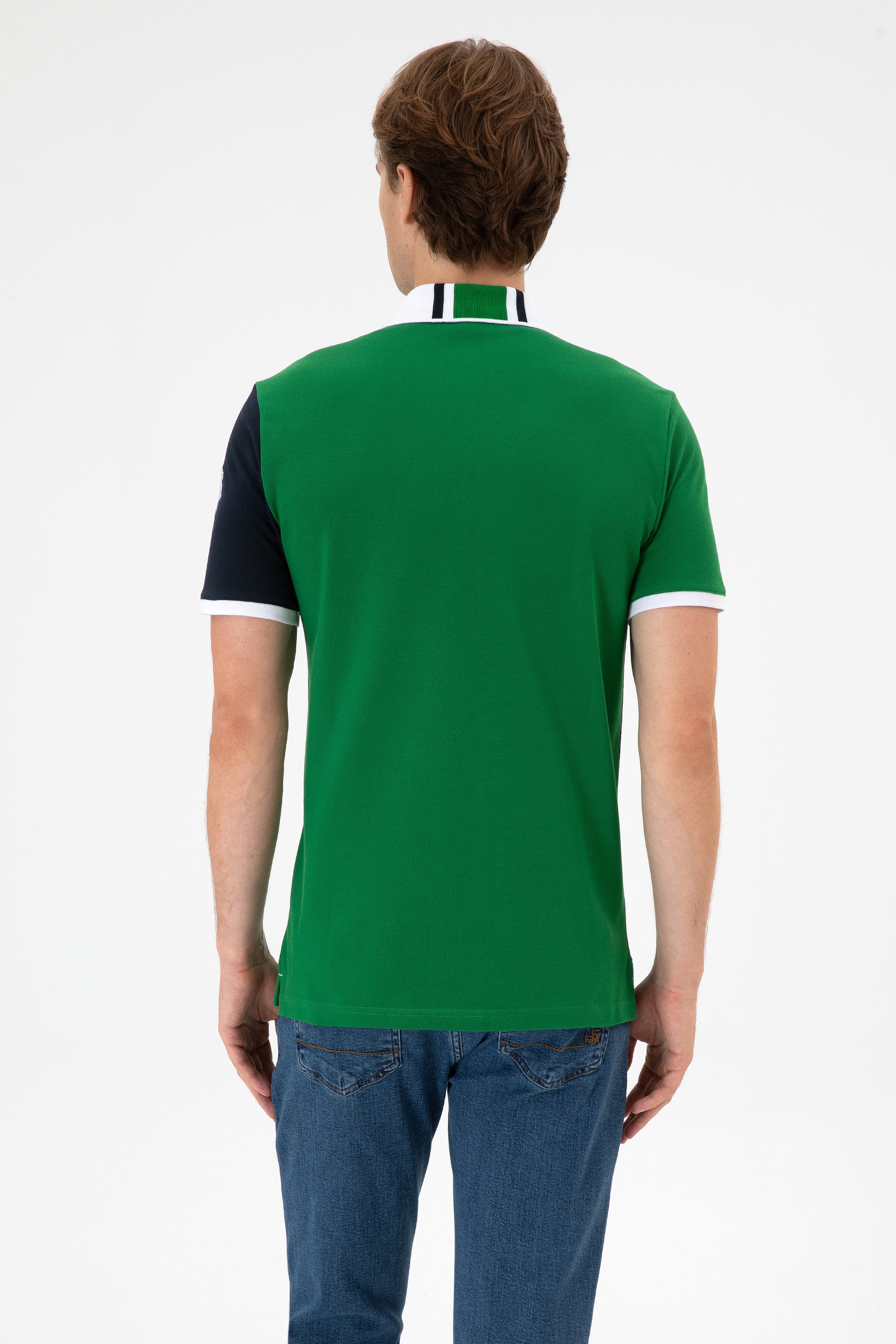 Erkek Regular Fit Polo Yaka Yeşil Tişört - Image 5