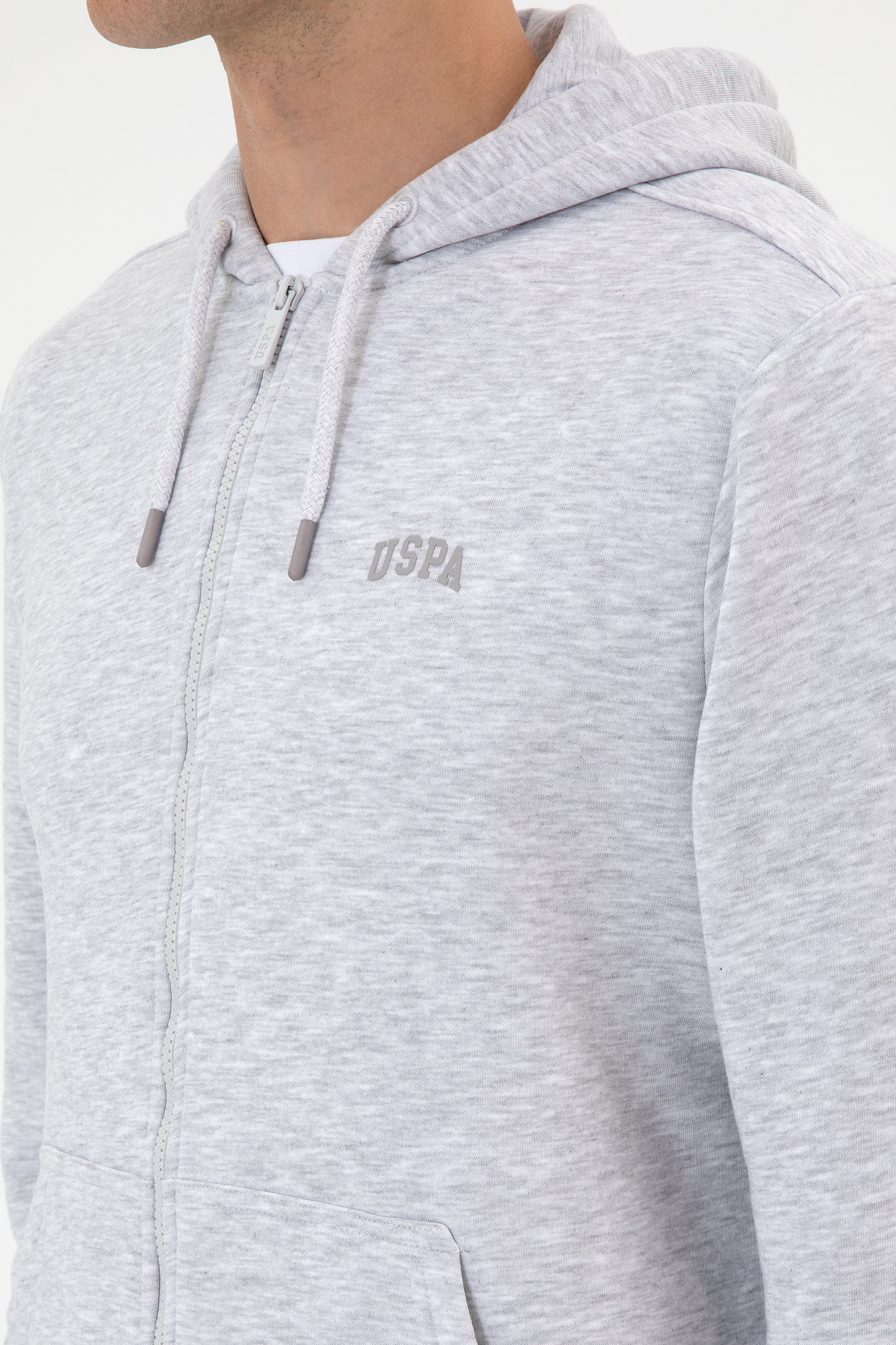 Erkek Regular Fit Açık Gri Şardonlu Örme Hırka