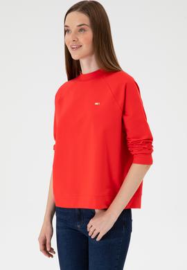Kadın Kırmızı Regular Bisiklet Yaka Basic Sweatshırt - 50313610039
