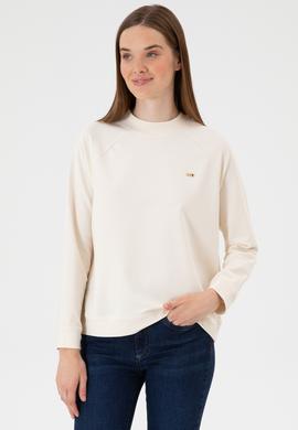 Kadın Krem Regular Bisiklet Yaka Basic Sweatshırt - 50313610030