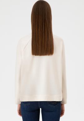 Kadın Krem Regular Bisiklet Yaka Basic Sweatshırt - 50313610030