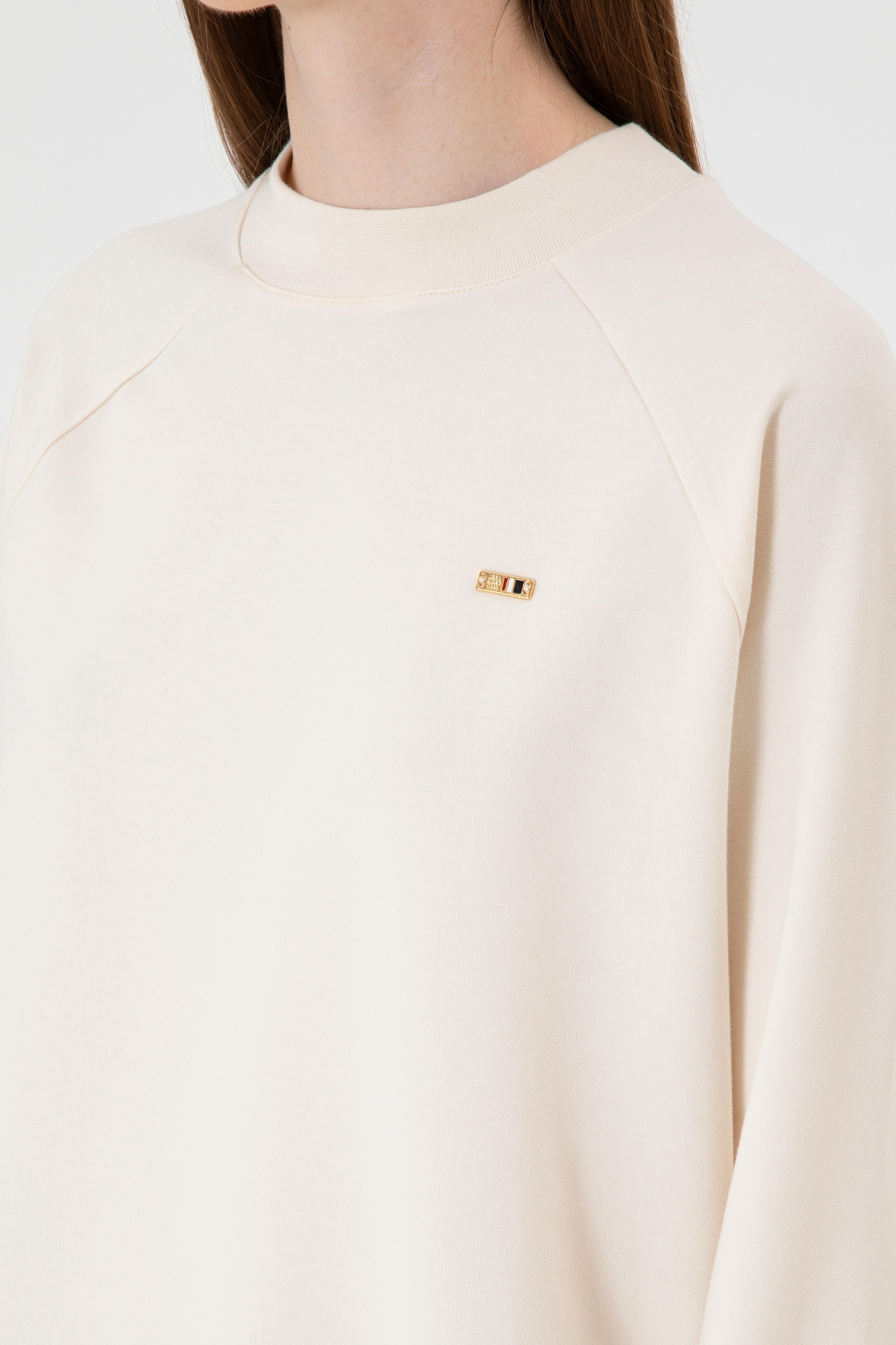 Kadın Krem Regular Bisiklet Yaka Basic Sweatshırt - Image 7