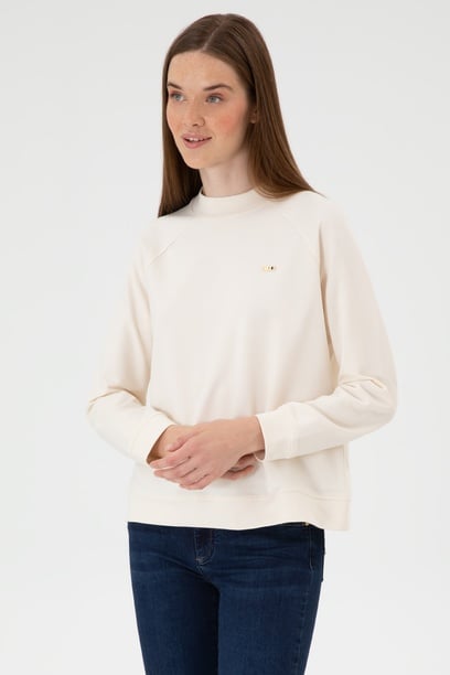 Kadın Krem Regular Bisiklet Yaka Basic Sweatshırt