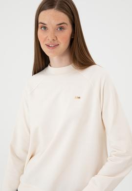 Kadın Krem Regular Bisiklet Yaka Basic Sweatshırt - 50313610030