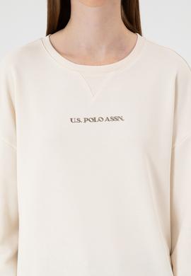 Kadın Krem Bisiklet Yaka Sweathırt - 50313562038