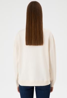 Kadın Krem Bisiklet Yaka Sweathırt - 50313562038