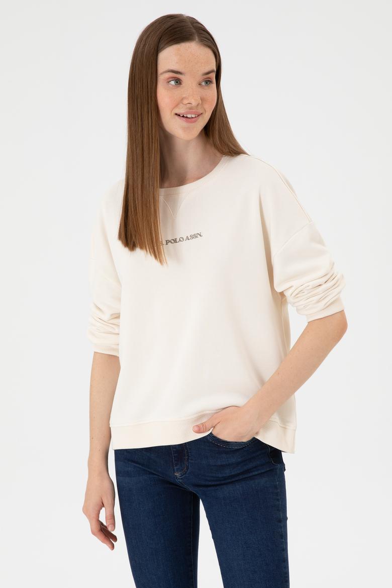 Kadın Krem Bisiklet Yaka Sweathırt - 50313562038