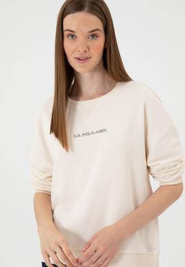 Kadın Krem Bisiklet Yaka Sweathırt - 50313562038