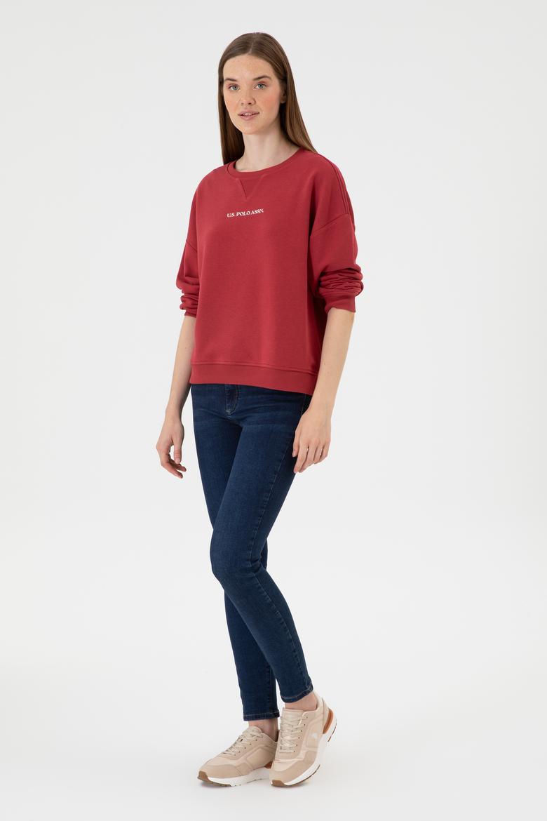 Kadın Vişne Bisiklet Yaka Sweathırt - 50313562047