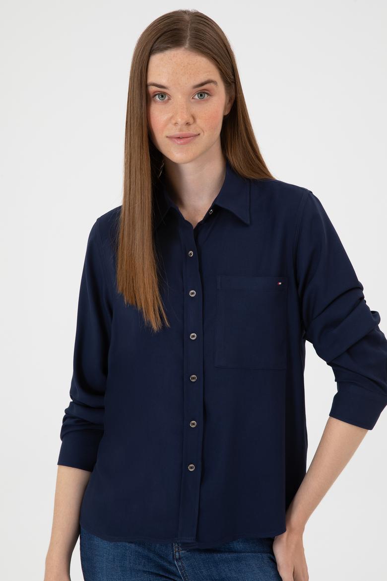 Kadın Lacivert Uzun Kollu Gömlek - 50316412005