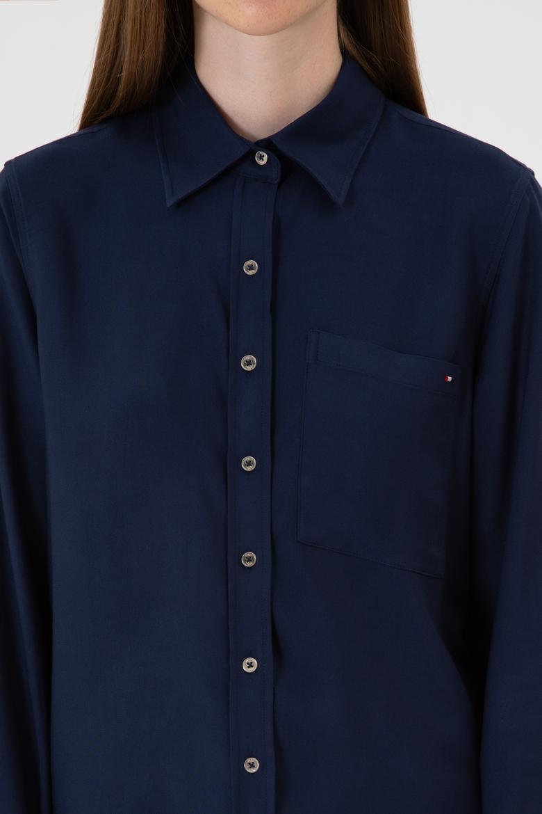 Kadın Lacivert Uzun Kollu Gömlek - 50316412005