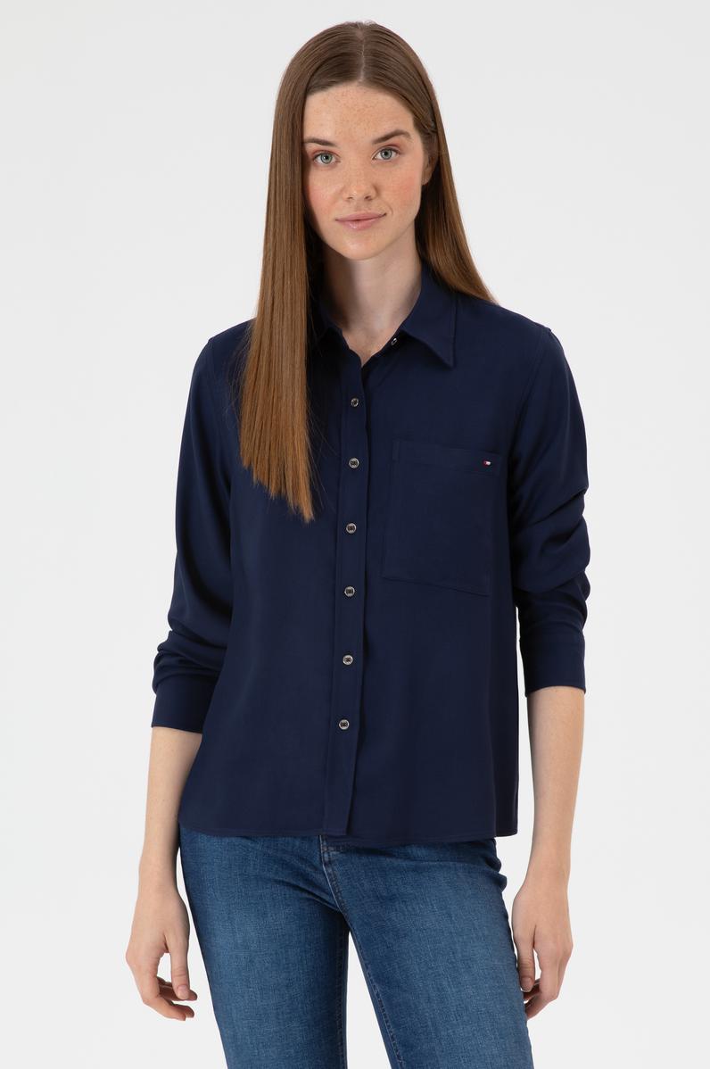 Kadın Lacivert Uzun Kollu Gömlek