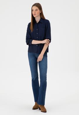 Kadın Lacivert Uzun Kollu Gömlek - 50316412005