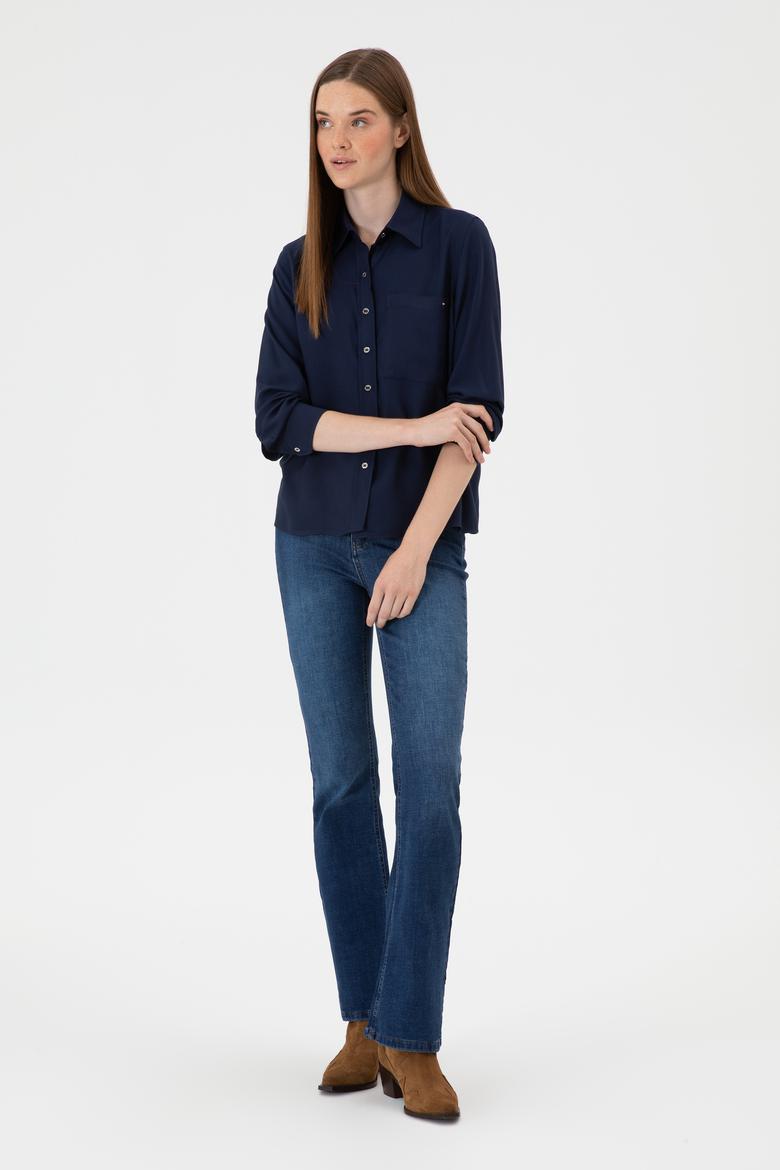 Kadın Lacivert Uzun Kollu Gömlek - 50316412005