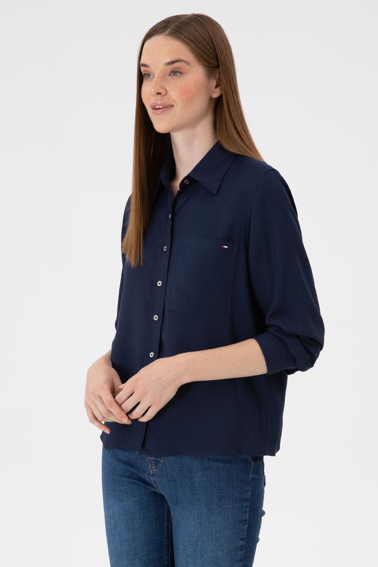 Kadın Lacivert Uzun Kollu Gömlek - 50316412005