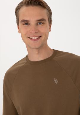 Erkek Regular Fit Bisiklet Yaka Haki İnce Basic Sweatshirt - 50313752137