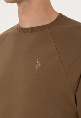 Erkek Regular Fit Bisiklet Yaka Haki İnce Basic Sweatshirt - 50313752137