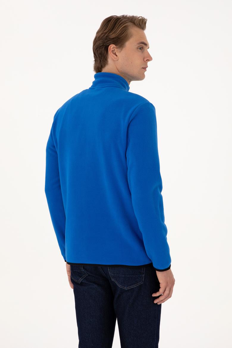 Erkek Regular Fit Saks Polar Yarım Fermuarlı Basic Sweatshirt - 50313777146