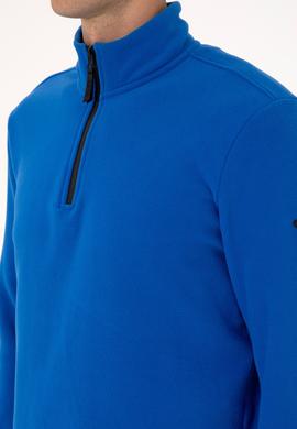 Erkek Regular Fit Saks Polar Yarım Fermuarlı Basic Sweatshirt - 50313777146