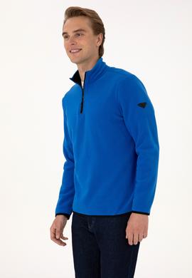 Erkek Regular Fit Saks Polar Yarım Fermuarlı Basic Sweatshirt - 50313777146